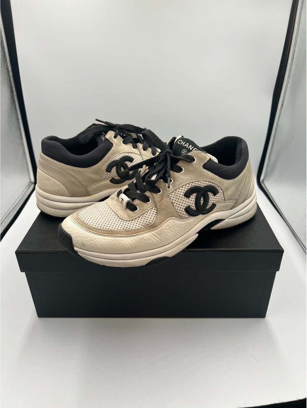 Chanel CC Runner Sneakers Black Laces Size 42 with Box